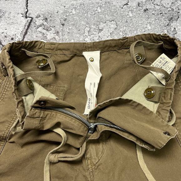 EVER Hiking Shorts 11" Raw Hem SIZE S Green Brown Drawstring Cotton Made USA - Picture 11 of 12